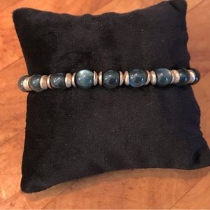 Teal & Gold Bead stretchy bracelet